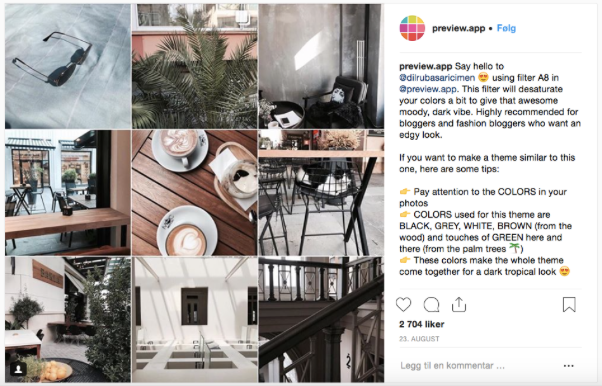 Kolage av bilder fra Instagram med kommentarfelt på høyre side
